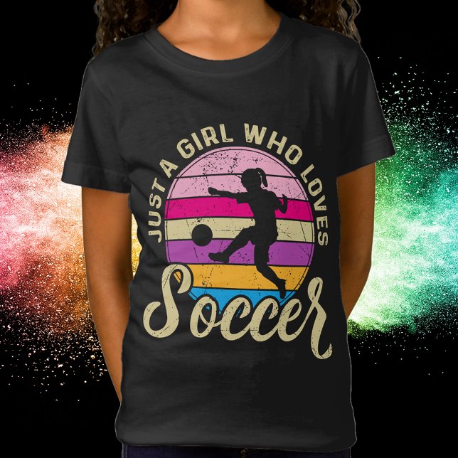 Girl Loves Soccer Colourful Sunset T-Shirt (Girl Loves Soccer Colorful Sunset T-Shirt)
