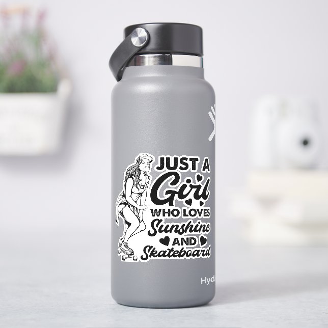 Girl Loves Sun Skate  4" Kiss Cut Vinyl Sticker (HydroFlask)