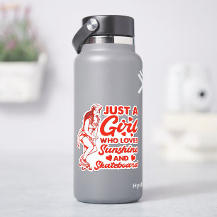 Girl Loves Sun Skate Red 4" Kiss Cut Vinyl Sticker