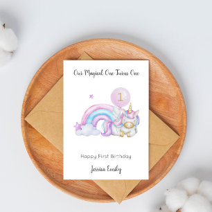 Girl Magical Unicorn First Birthday Card