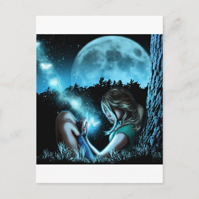 Girl making butterflies postcard (Front)