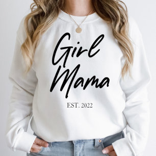 Girl Mama Custom Est Year Minimal Mum Mother Mummy Sweatshirt