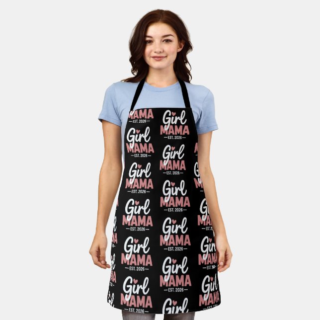 Girl Mama Est 2026 Pregnancy Reveal New Mom to Be  Apron (Worn)