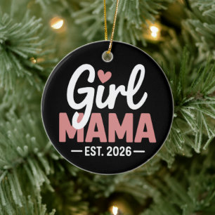 Girl Mama Est 2026 Pregnancy Reveal New Mum to Be Ceramic Tree Decoration