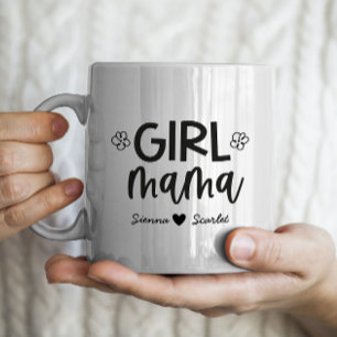 "Girl Mama" Mother's Day Personalised 2 kids names Coffee Mug