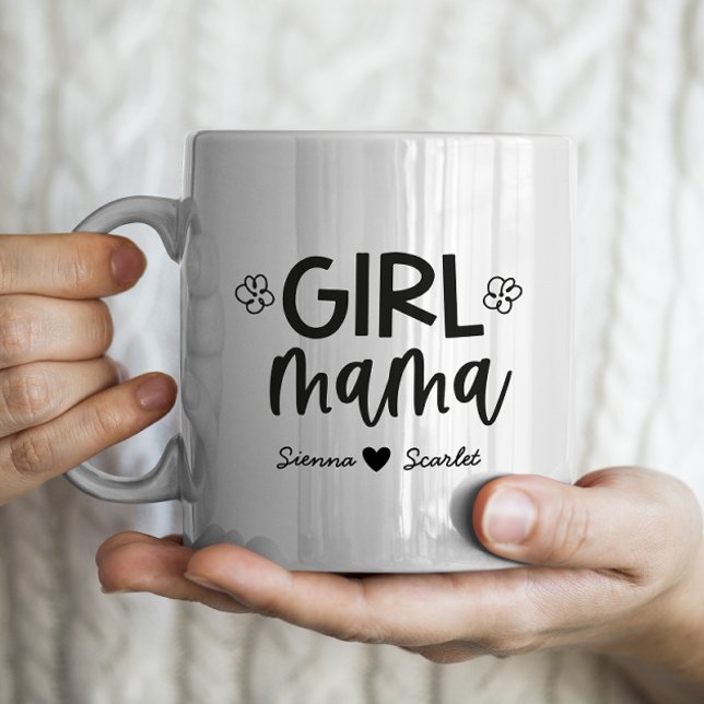 "Girl Mama" Mother's Day Personalised 2 kids names Coffee Mug (Creator Uploaded)
