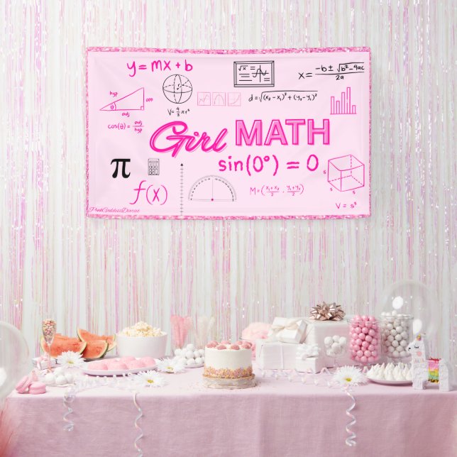 Girl Math Formula Geometry Dorm Poster  Banner (Party)