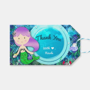 Girl Mermaid Birthday Party Under the Sea Favour Gift Tags