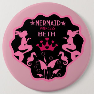 Girl Mermaid Princess 6 Cm Round Badge