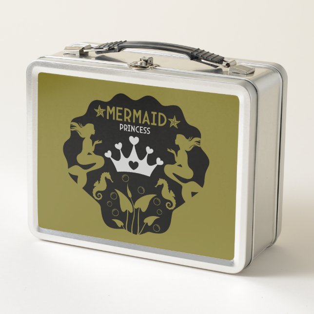  Girl Mermaid Princess Metal Lunch Box (Front)