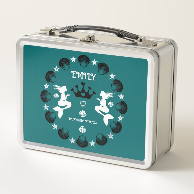  Girl Mermaid Princess Metal Lunch Box (Front)