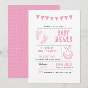 Girl Modern Pink Baby Shower Invitation