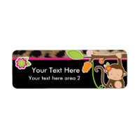 Girl Monkey Chic Safari Jungle Black Sticker Label
