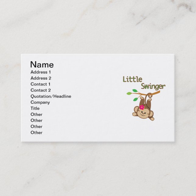 Girl Monkey Little Swinger Business Card (Front)
