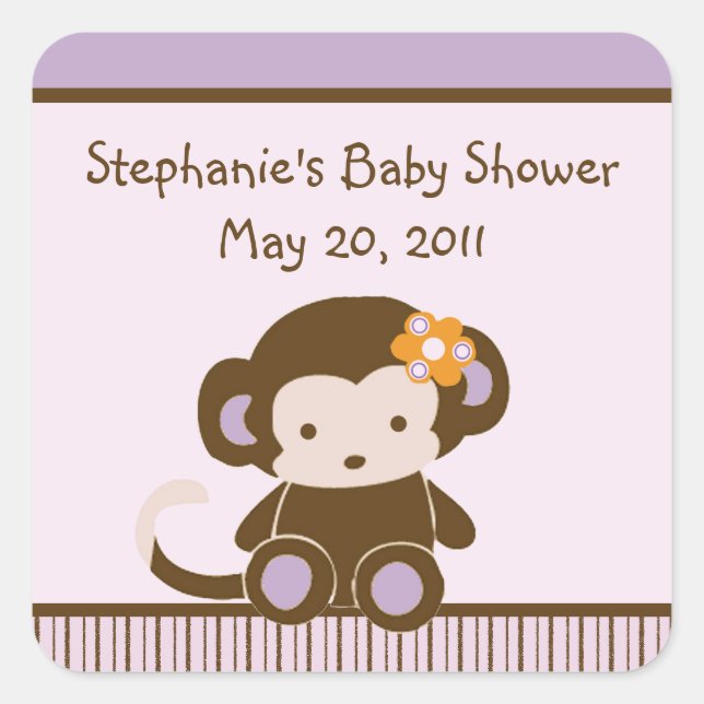 Girl Monkey Stickers/Labels/Envelope Seals (Front)