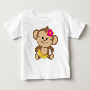 Girl Monkey With Banana Baby T-Shirt