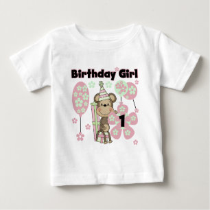 Girl Monkey With Gifts 1st Birthday Tshirts