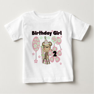 Girl Monkey With Gifts 2nd Birthday Tshirts