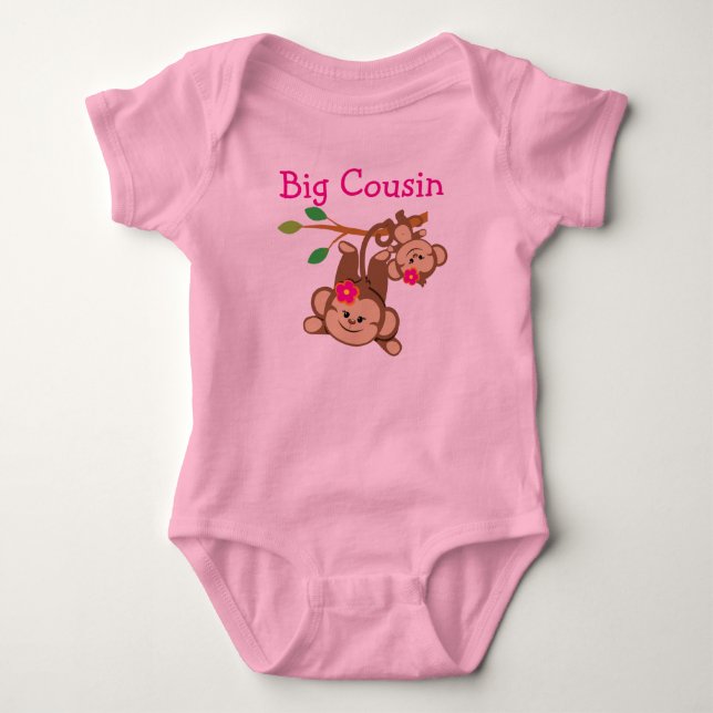 Girl Monkeys Big Cousin Baby Bodysuit (Front)