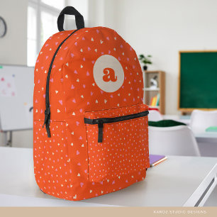 Girl Monogram Red Pink Hearts Print Cut Sew Bag