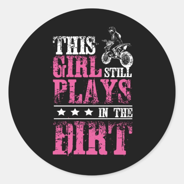 Girl Motocross Dirt Bike Classic Round Sticker (Front)
