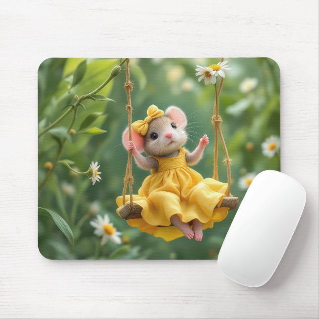 Girl Mouse On a Garden Swing Pad (With Mouse)