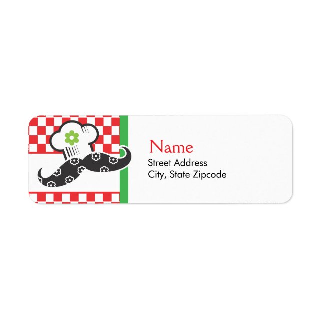 Girl Moustache Chef Address Label (Front)