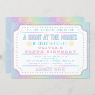 Girl Movie Ticket Birthday Party Invitation