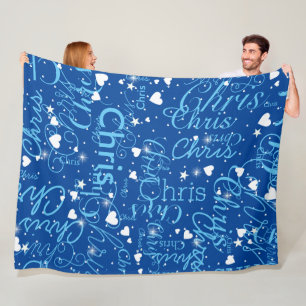 Girl Name Girly Personalised Sky Blue Fleece Blanket