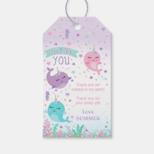 Girl Narwhal Favour Tags Under the Sea Narwhal