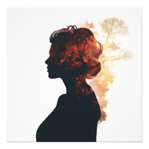 Girl Nature Double Exposure Photo Print