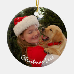 Girl & New Puppy for Christmas Ceramic Tree Decoration