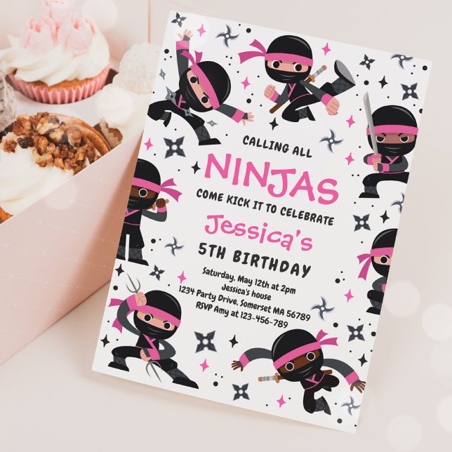 Girl Ninja Karate Martial Arts Birthday Party Invitation (Creator Uploaded)
