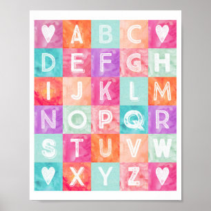Girl Nursery Decor Alphabet Watercolor