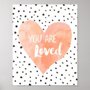 Girl Nursery Decor Watercolor Peach Heart