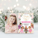 Girl Nutcracker Blush Floral Winter Birthday Party Invitation<br><div class="desc">Whimsical nutcracker-themed birthday invitation in feminine pink and gold.</div>