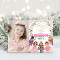Girl Nutcracker Blush Floral Winter Birthday Party