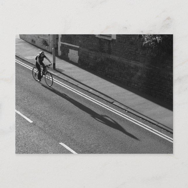 Girl on a Bicycle BW Postcard (Front)