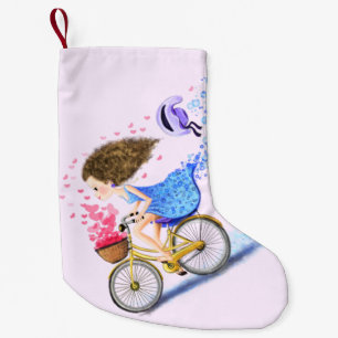 Girl On A Bike Christmas Stocking Romantic Love