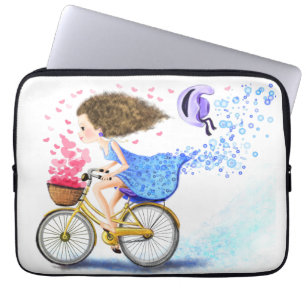 Girl On A Bike Laptop Sleeve Gift Romantic Love