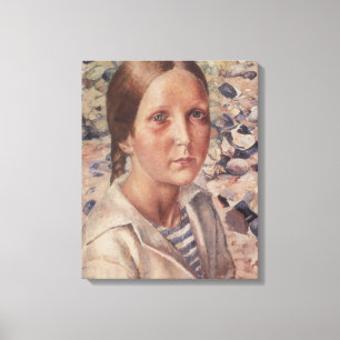 Girl on a Pebble Beach Canvas Print