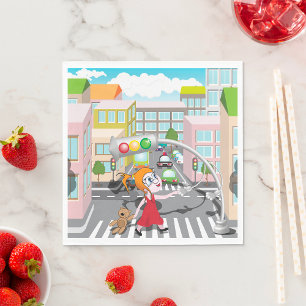 Girl On A Pedestrian Crossing Napkin