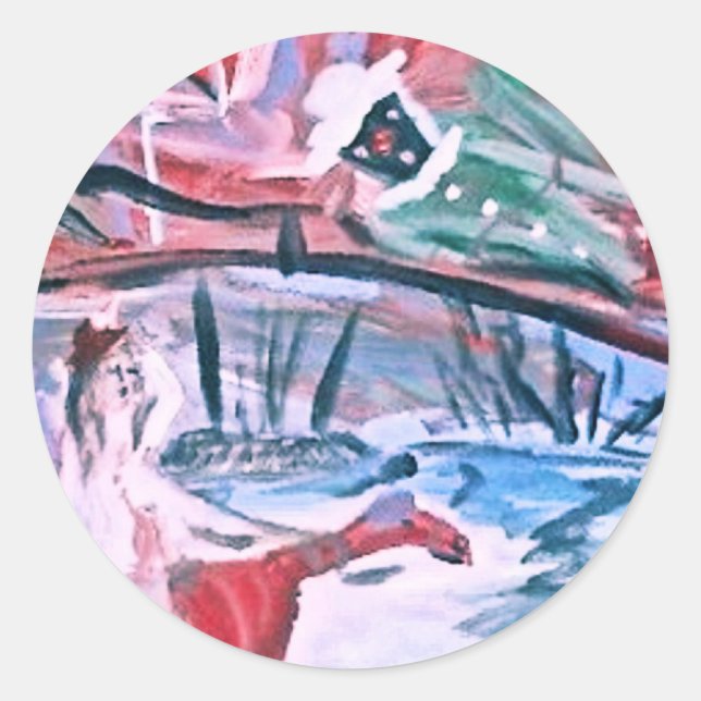 GIRL ON A RED CAMEL CLASSIC ROUND STICKER (Front)