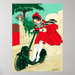 Girl on a Scooter by Alberto Fabio  Poster