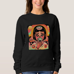 Girl On A Social Media Illustration Graphic Desi Sweatshirt