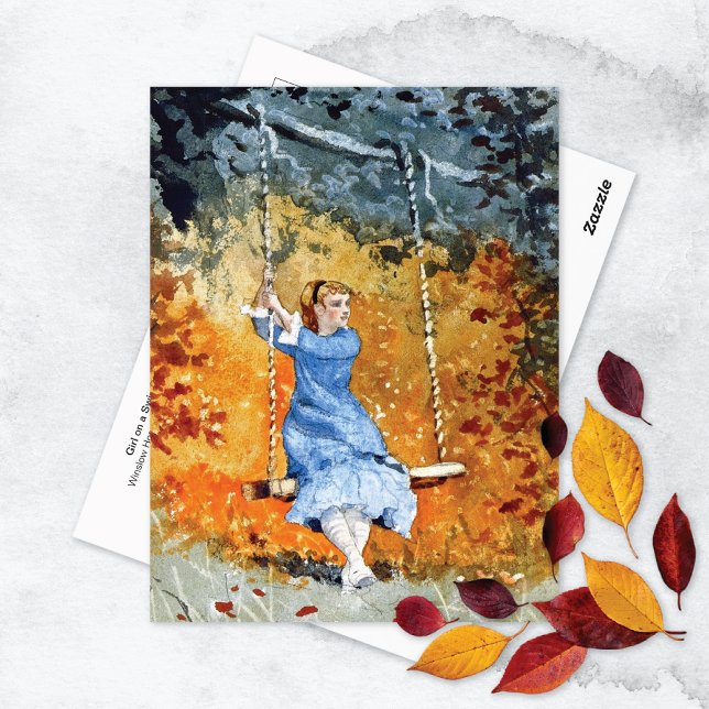 Girl on a Swing Winslow Homer Postcard (Creator Uploaded)