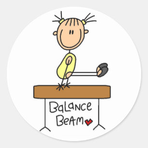 Girl on Balance Beam Classic Round Sticker