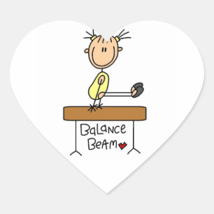 Girl on Balance Beam Heart Sticker