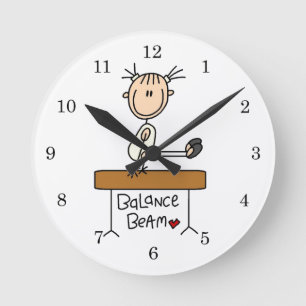 Girl on Balance Beam Round Clock