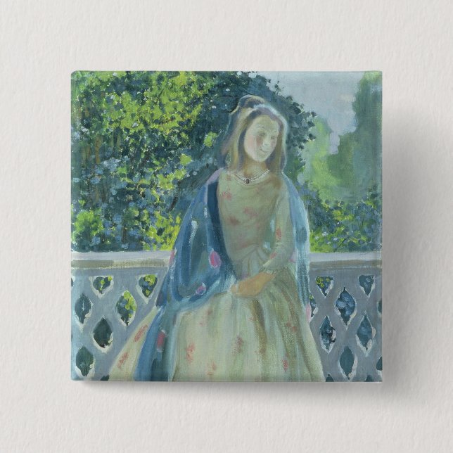 Girl on Balcony, 1900 15 Cm Square Badge (Front)
